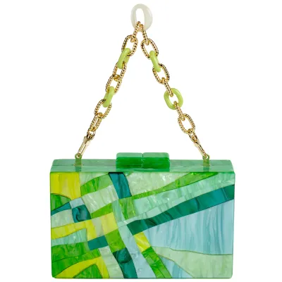 Maze Acrylic Clutch-Green